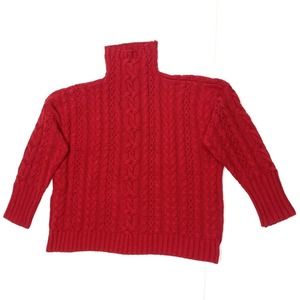 RALPH LAUREN Cable-Knit Turtleneck Sweater In Red SZ 2X